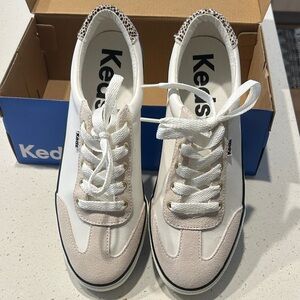 Keds White Sneakers with Brown Soles
